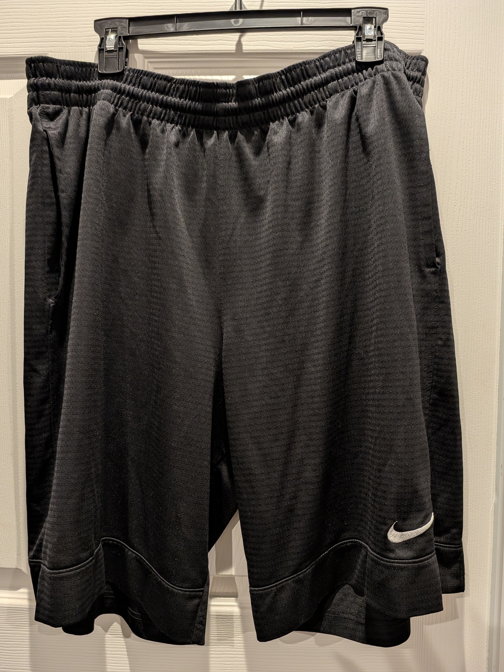 Nike Dri Fit • Men's Black Shorts with White Swoosh Embroidered Logo • Size XL